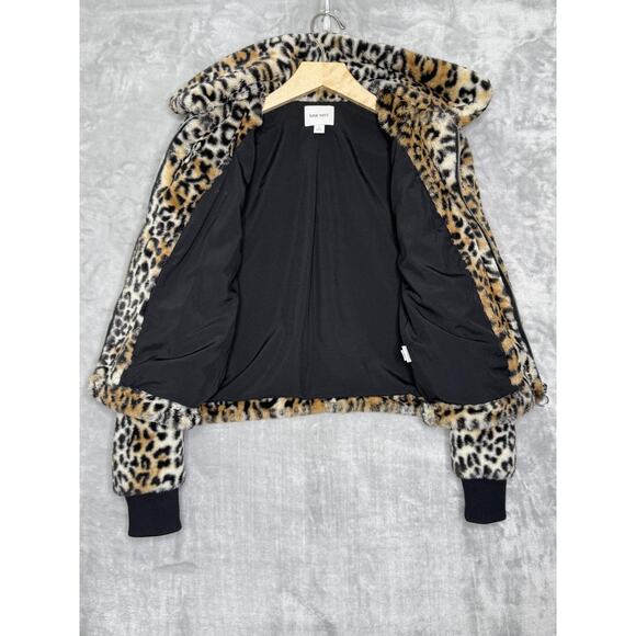 Nine West Jacket Womens Small Leopard Animal Print Faux Fur Zip Up Pockets Cozy - Picture 5 of 12
